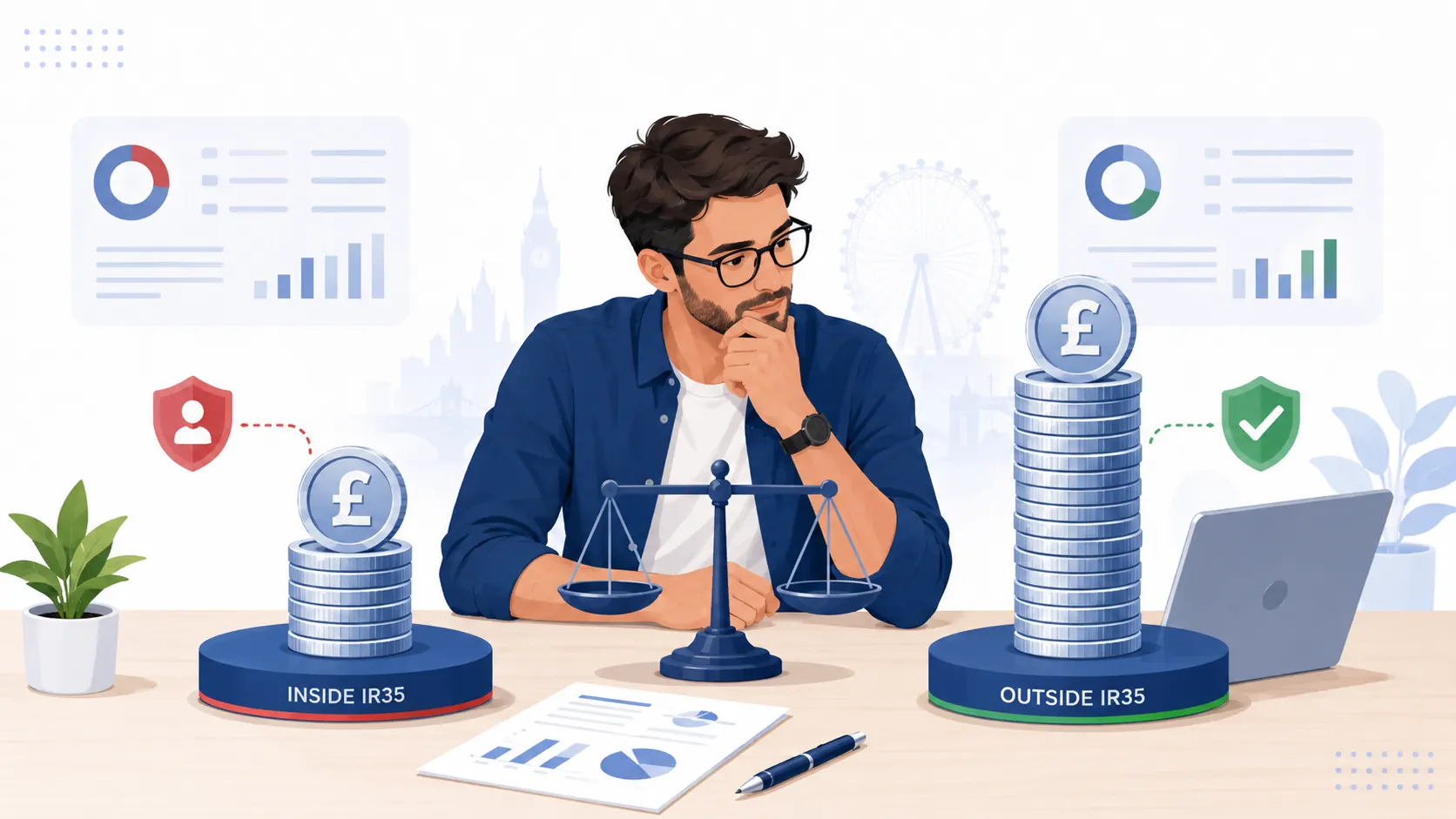 A UK contractor comparing inside and outside IR35 take-home pay