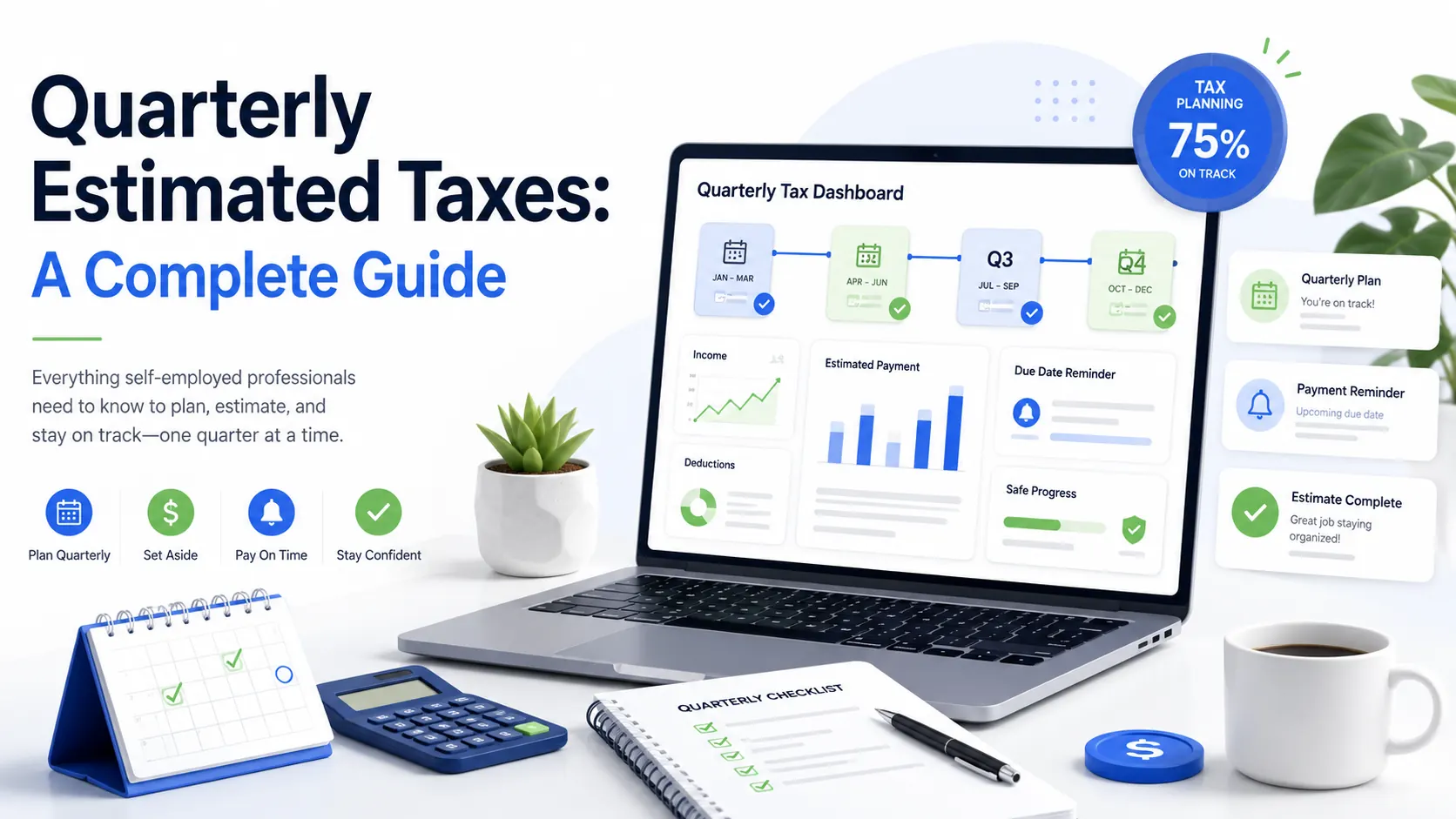 A calendar marking the four quarterly estimated tax due dates